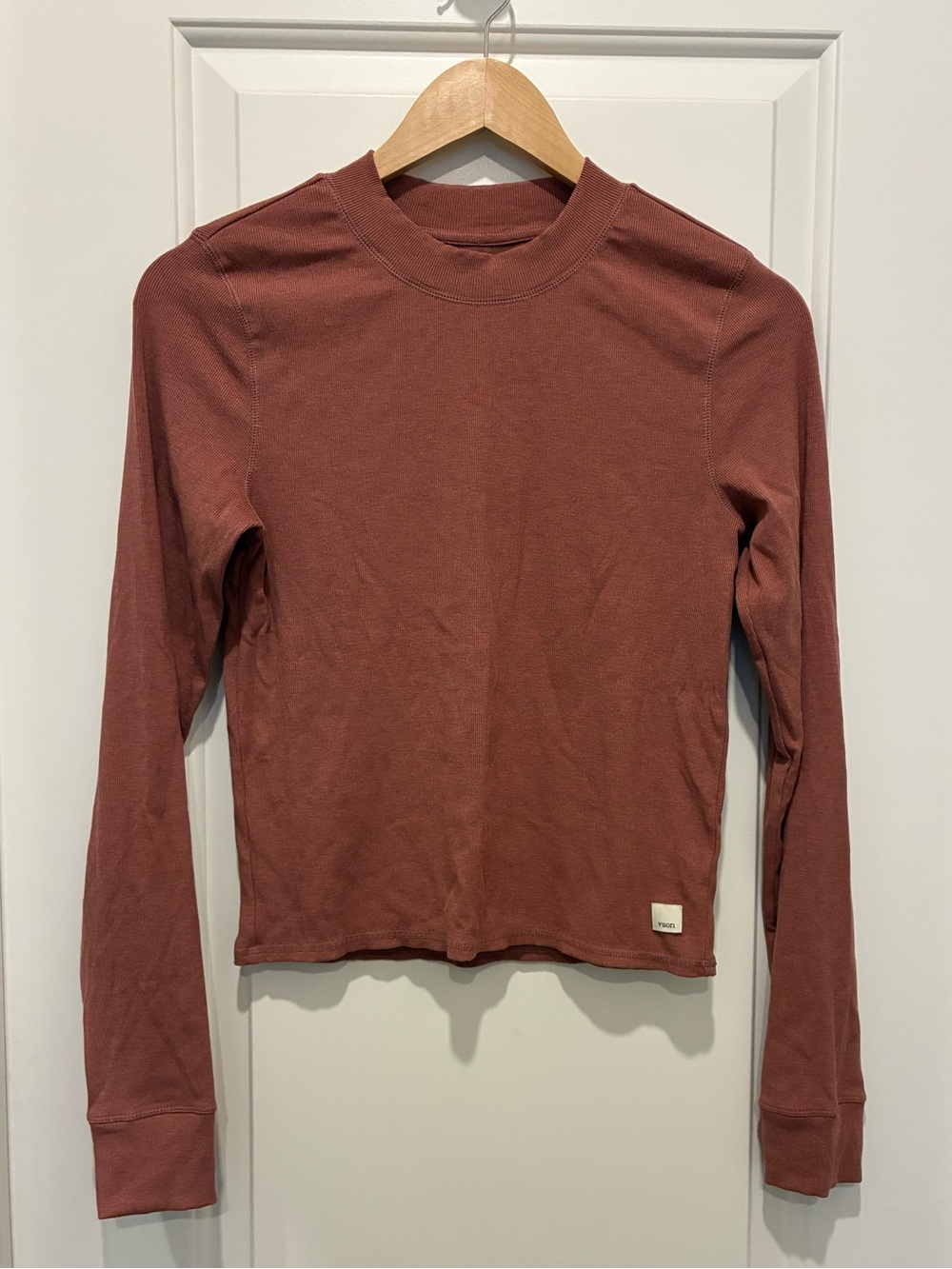 Vuori Long-Sleeve Crewneck Top - terracotta colour size large